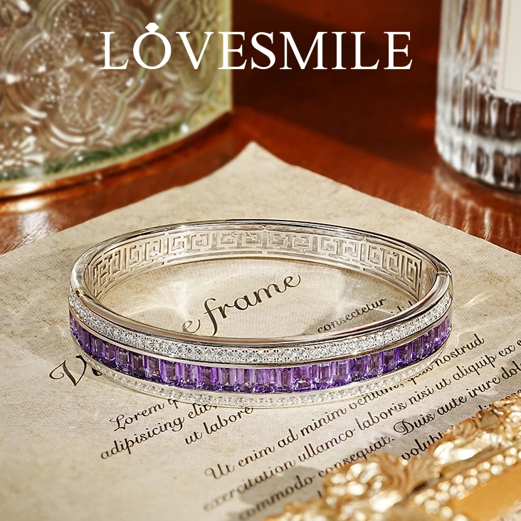 S925银紫晶手镯气质时尚重工实物精美