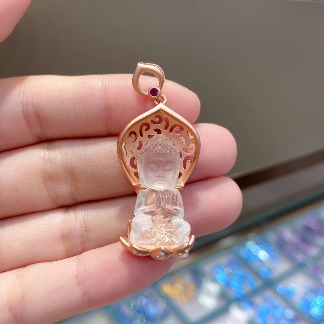 S925银白水晶吊坠精美气质时尚优雅