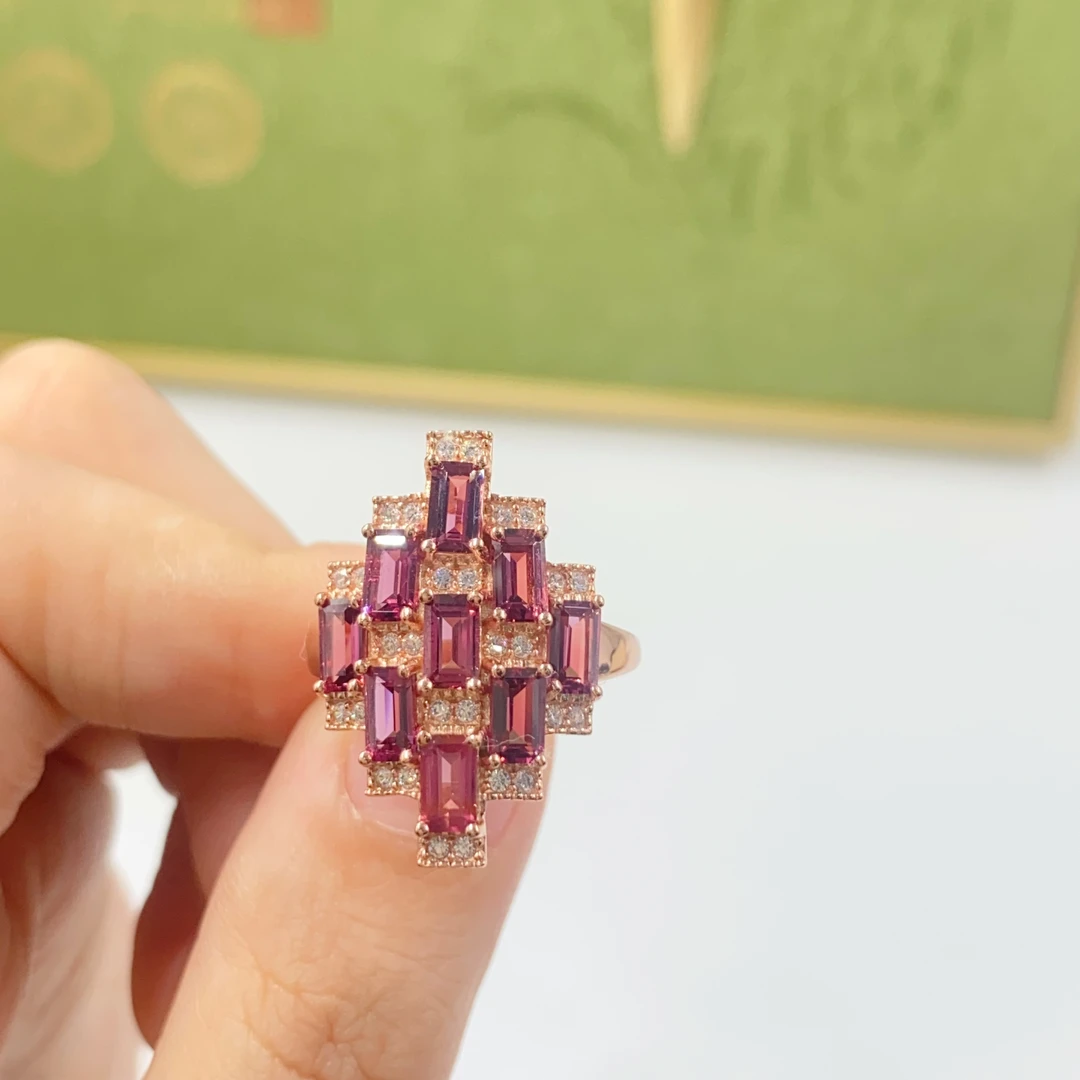 S925银石榴石戒指精美轻奢气质优雅