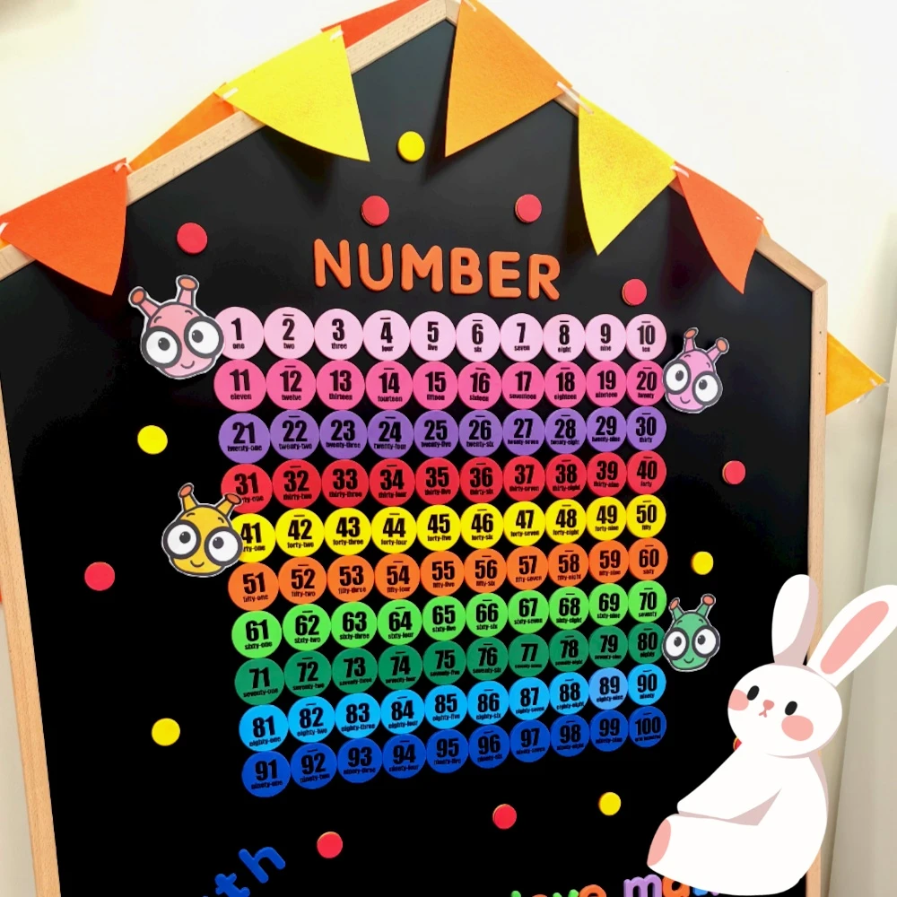 动物磁性百数圆圆贴数字磁贴百数板幼儿园小学数学数感启蒙十格阵