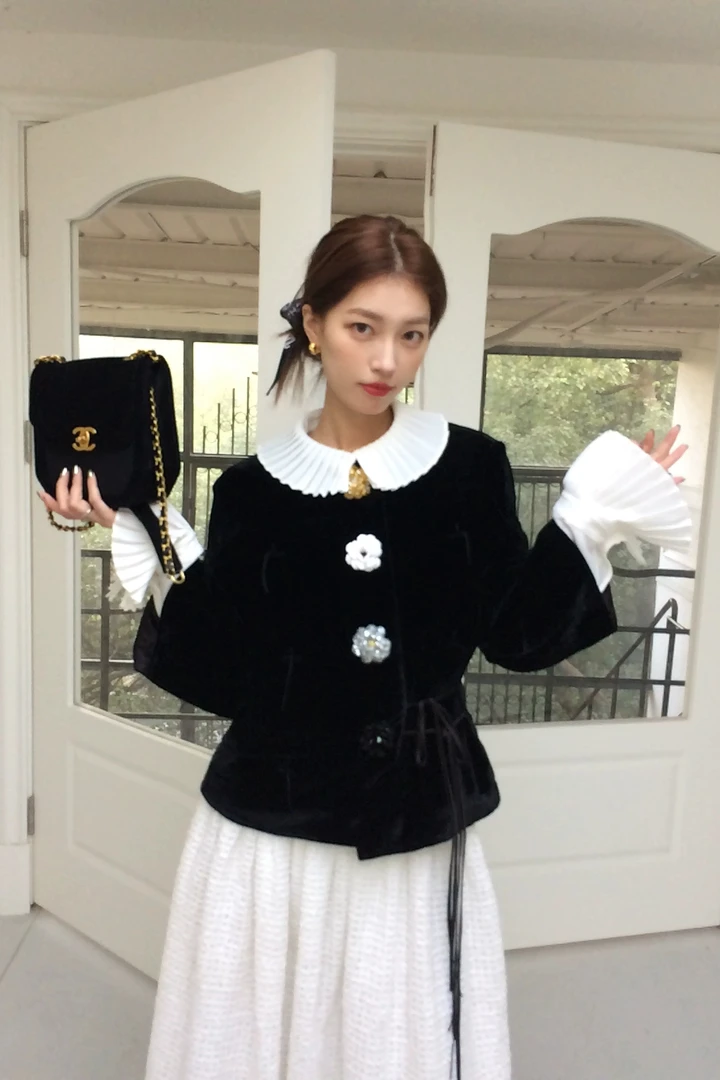 SourceWithU  百褶花边领气质内搭衬衫法式宫廷风设计感白色上衣