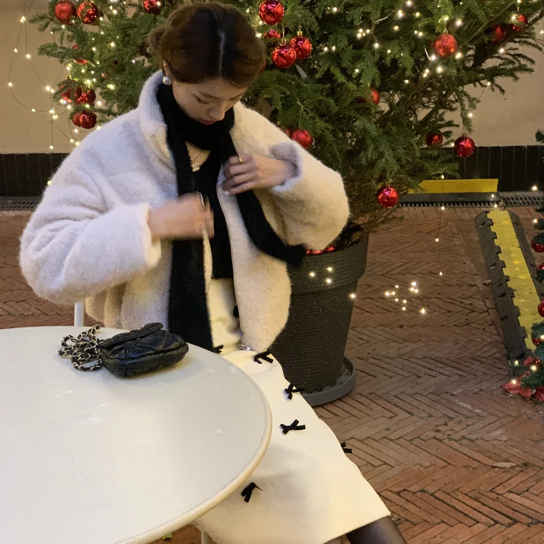 SourceWithU 糯米雪团 长/短款雪绒领羽绒服厚实保暖白色外套女