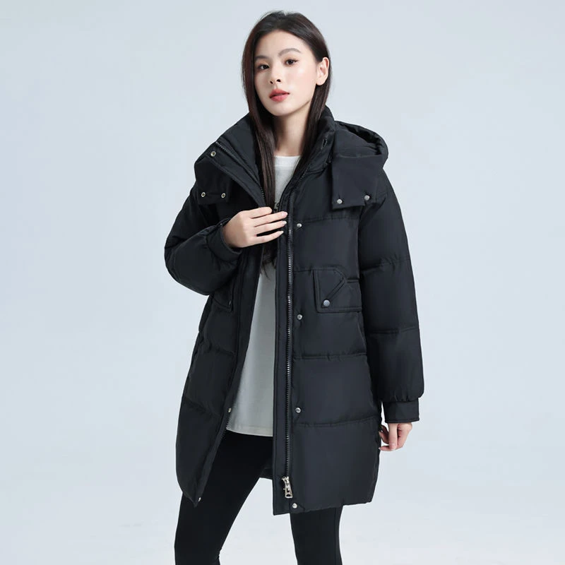 羽绒棉服女冬季中长款过膝2024连帽棉袄新款宽松加厚韩版女装外套