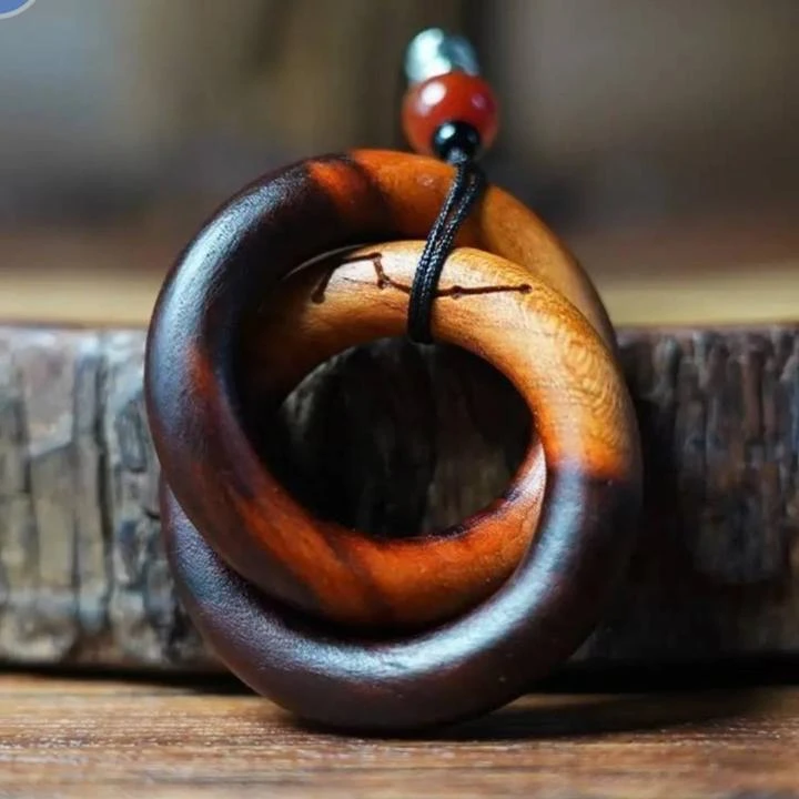 脖挂车挂佩戴款雷乾坤圈桃木平安脖挂雷击木