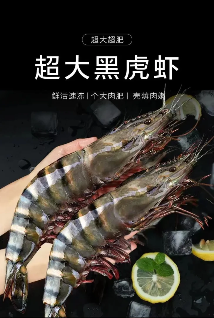 新鲜黑虎虾（2030）鲜活速冻 到手一盒35支左右 3斤/盒 连云港发货