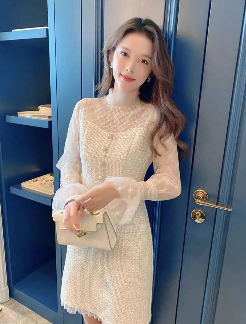 【古蔓诗清仓！现货】7604气质收腰连衣裙洋气时尚