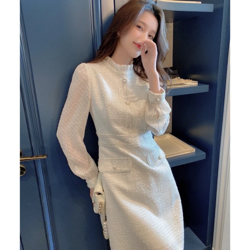 【古蔓诗福利款！现货】5789春秋季女新款法式小香风气质连衣裙