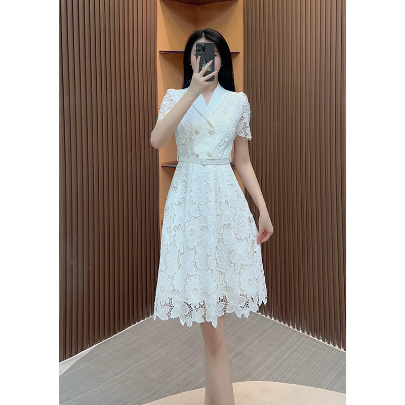 【古蔓诗福利款】 9292囯内设计师品牌女装气质收腰短袖显瘦连衣裙