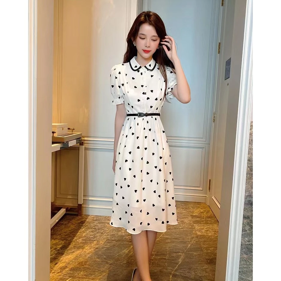 【现货  古蔓诗清仓】7225女装赫本风连衣裙新款气质裙子
