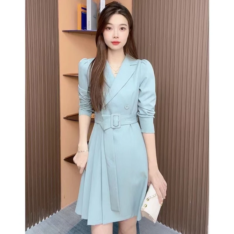【现货明天飞~古蔓诗清仓】5410显瘦气质西装连衣裙女