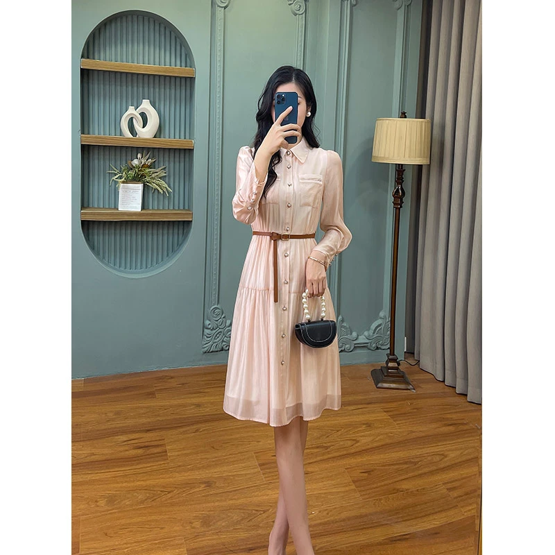 【现货明天飞~古蔓诗清仓】6093囯内设计师品牌显瘦连衣裙女2024年