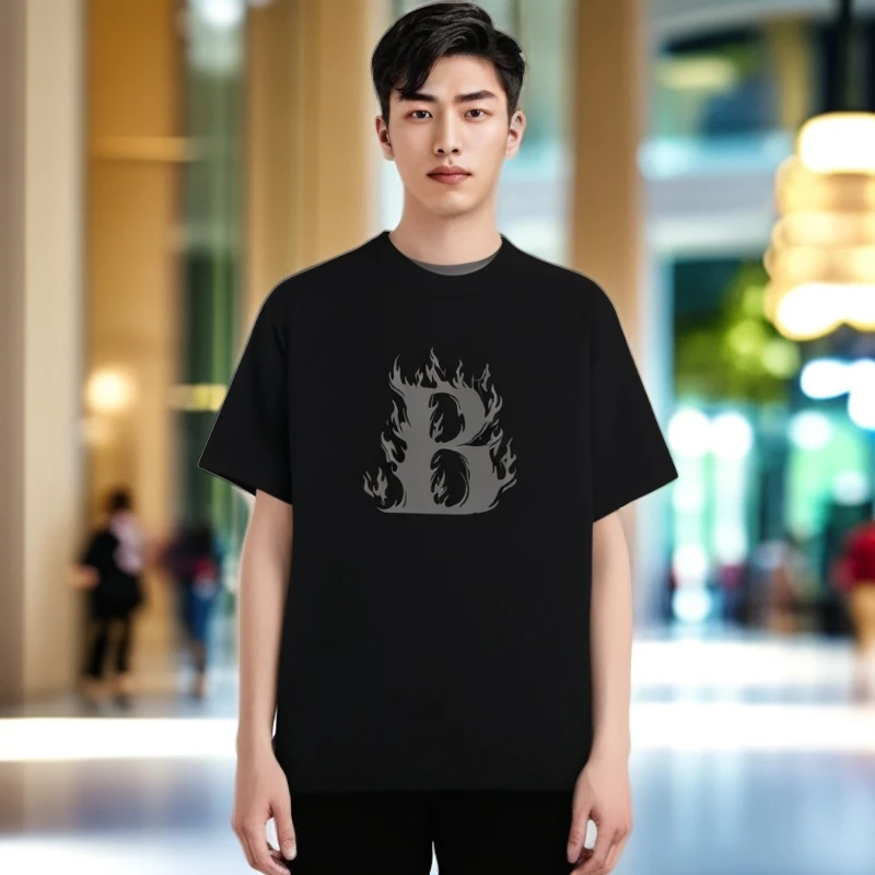 [B黎家]夏款重磅烧焦发泡毕业季T恤百搭简约复古情侣宽松上衣潮流