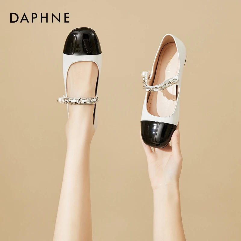 达芙妮2025小众高跟方头浅口跟鞋女小香风玛丽珍鞋子气质玛丽珍鞋