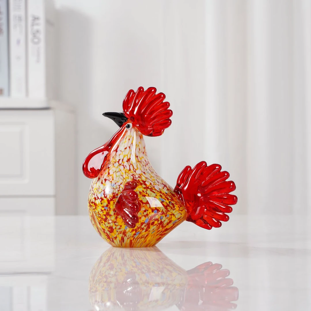 手工彩色琉璃摆件【咕咕鸡】纯手工摆件琉璃摆件家居软装大吉大利