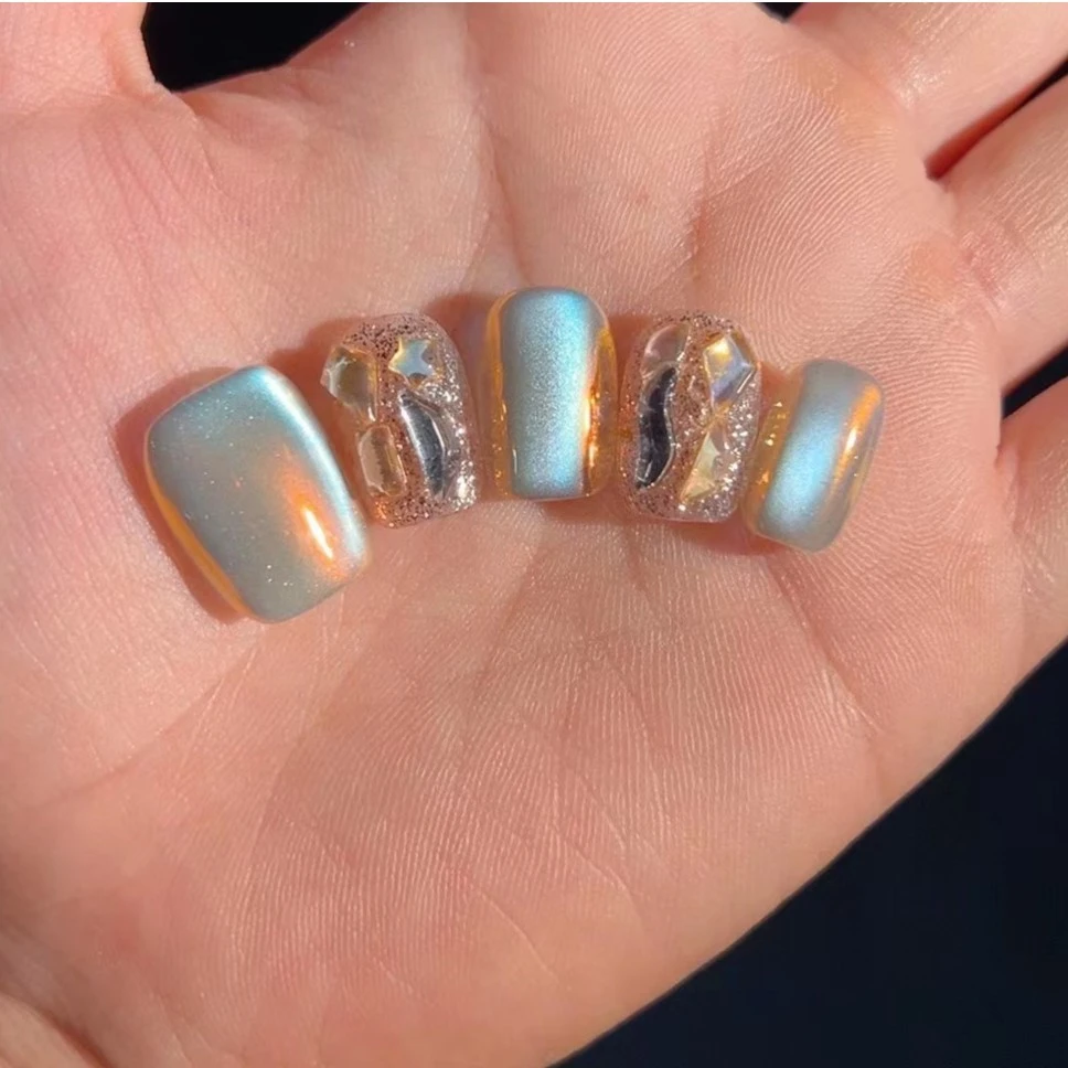 【朋克猫眼】手工定制穿戴甲秋冬显白指甲贴光疗甲美甲