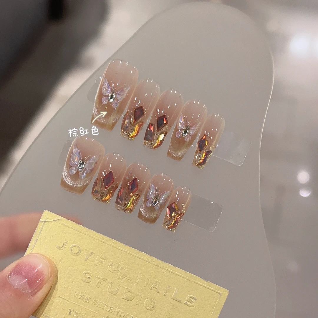 【美拉梦蝶】蝴蝶气质显白光疗美甲手工穿戴甲