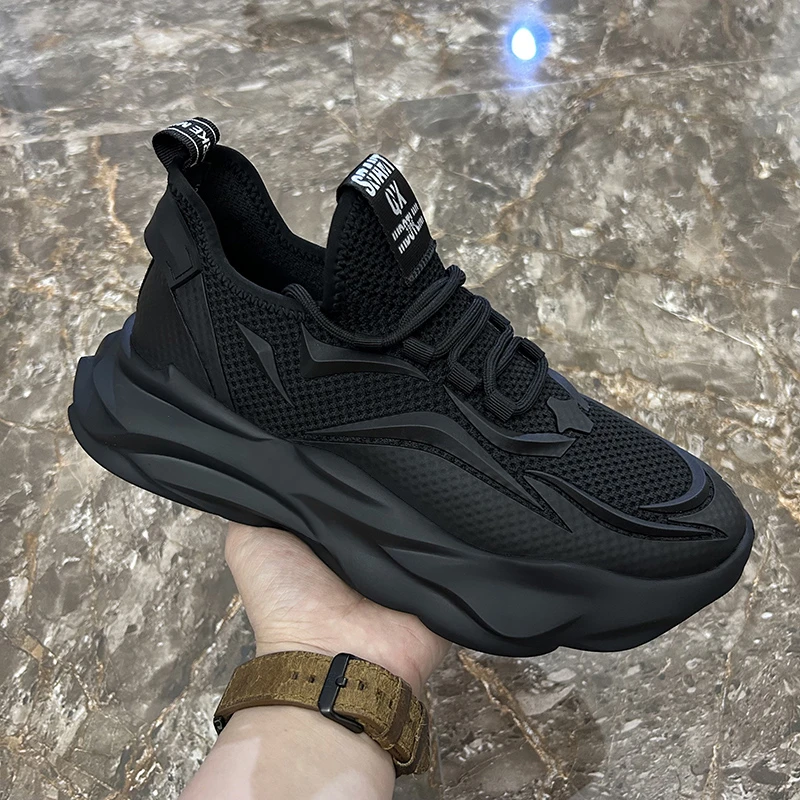 【小扬哥推荐】2024新款早春透气男鞋高端潮款百搭网面鞋子黑武士男