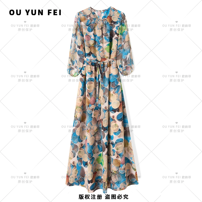 【海岛风情】时尚女士显瘦显高气质轻奢收腰设计师连衣裙F1206