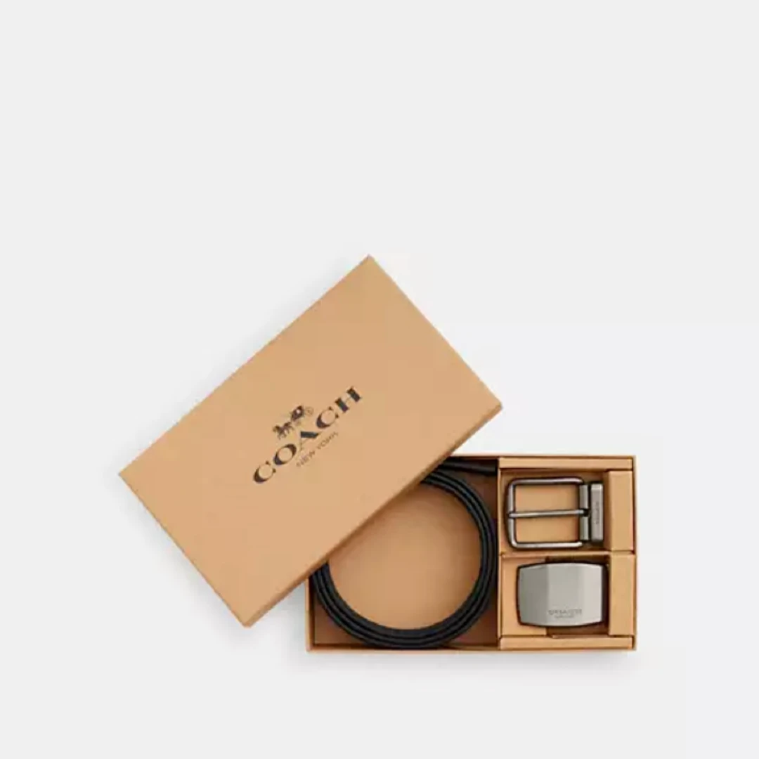 COACH/蔻驰 腰带礼盒 双头针扣 黑色经典印花 宽3.8cm