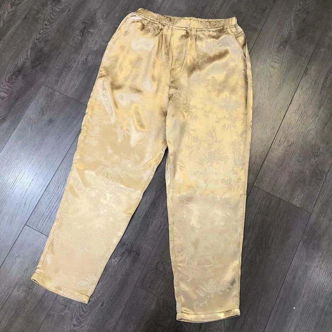 （现货）2025新款醋酸竹叶花彩裤6045-1A