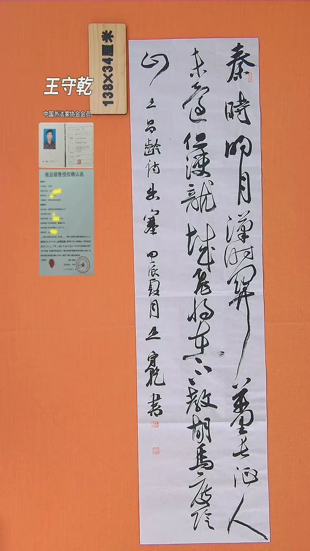【闪购商品】书法204中书协会员王守乾书法
