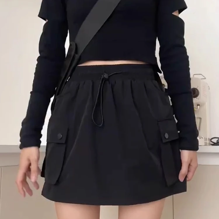 大码裙裤黑色工装短裙夏款女装高腰遮肉裤裙小个子显瘦半身裤裙潮