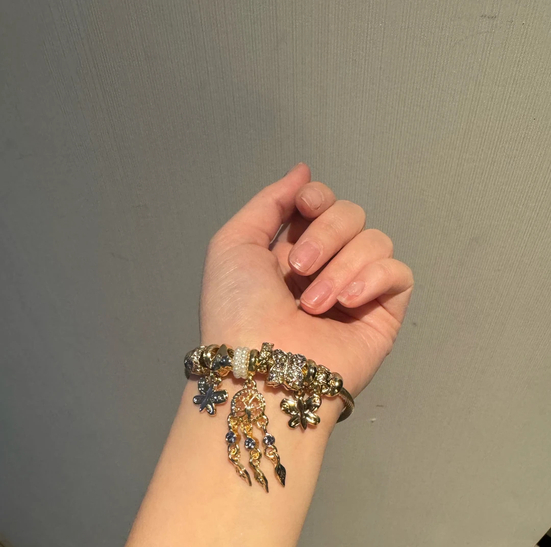 钛钢手镯 【捕梦网】甜酷轻奢甜美温柔锆石diy捕梦网开口手镯