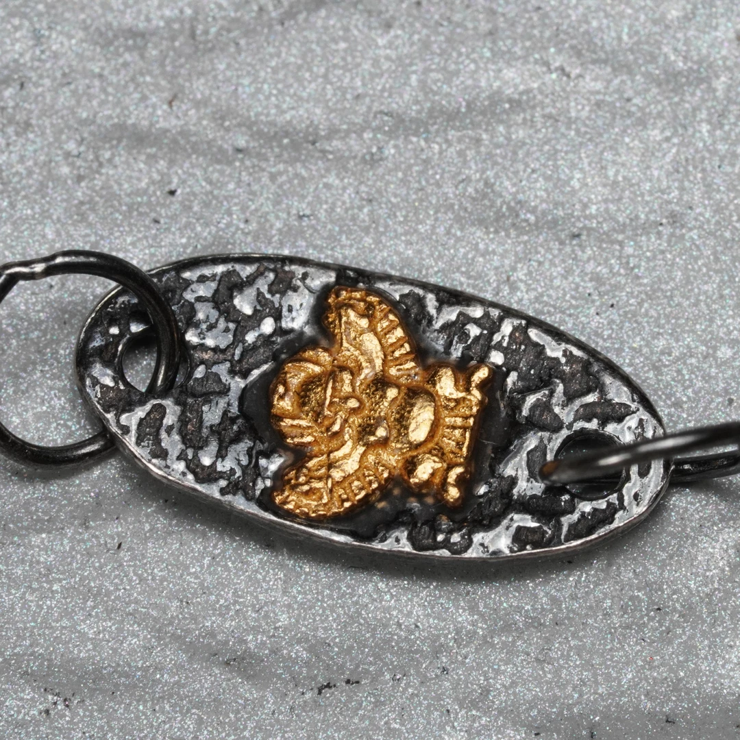 925银银制品 S925老银大鹏鸟手牌文玩配饰12.6*6.5mm