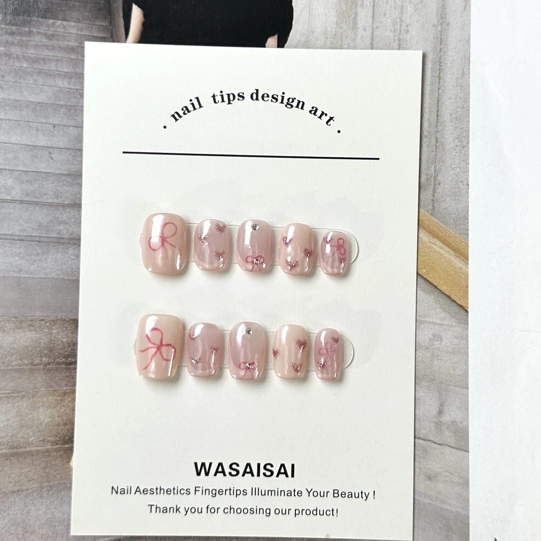 【粉红泡泡】现货 哇噻噻轻奢纯手工美甲高级气质定制穿戴甲显白