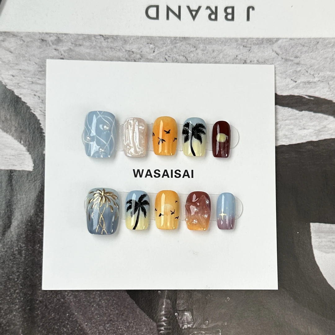 【椰树】现货 哇噻噻轻奢纯手工美甲高级气质定制穿戴甲显白