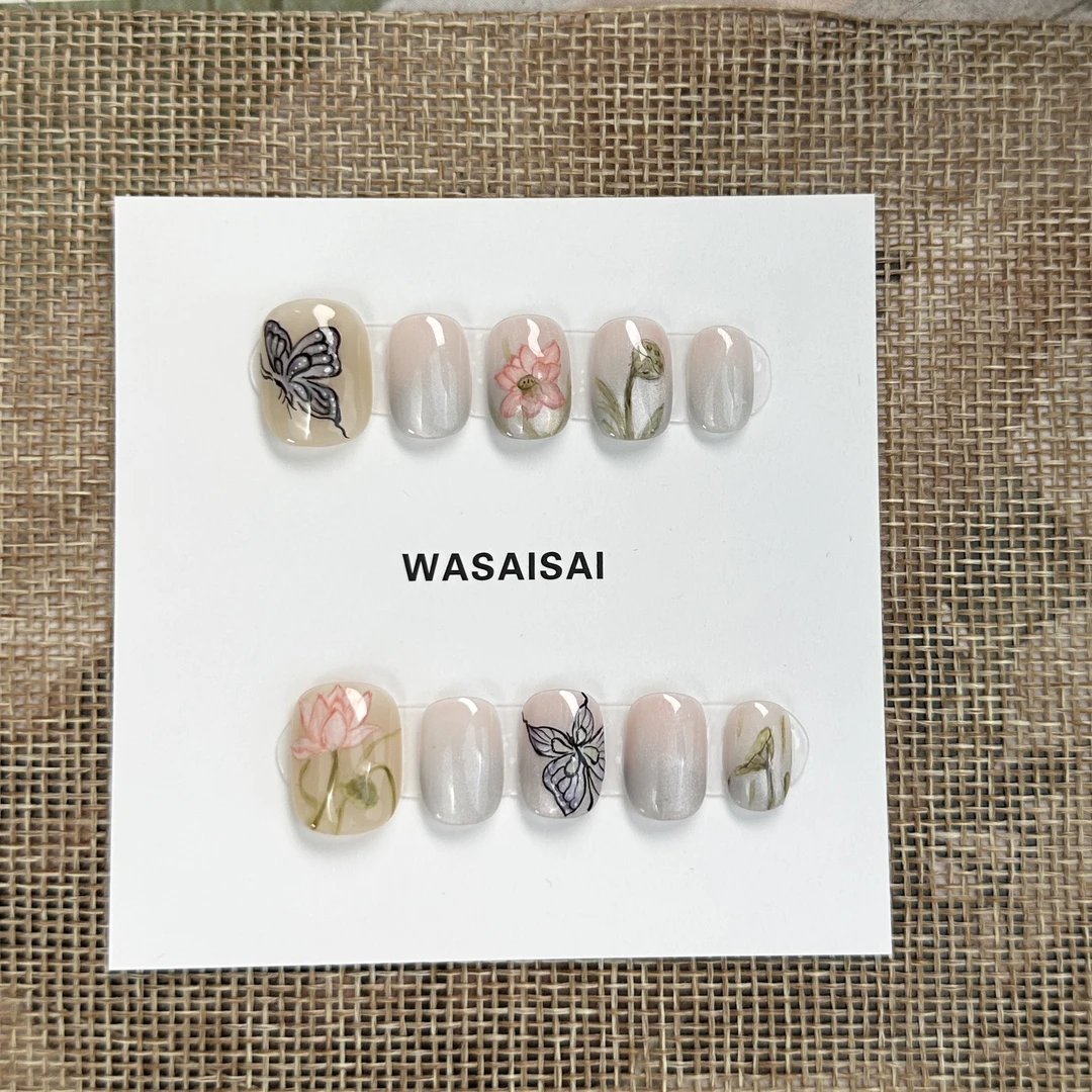 【东方灵韵】现货 哇噻噻轻奢纯手工美甲高级气质定制穿戴甲显白