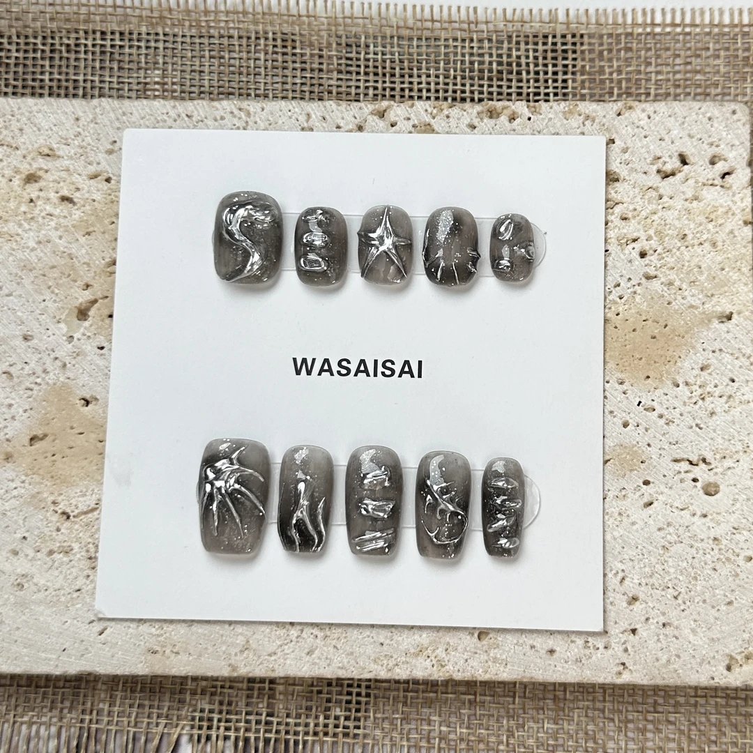 【银魂】孤品 哇噻噻轻奢纯手工美甲高级气质定制穿戴甲显白