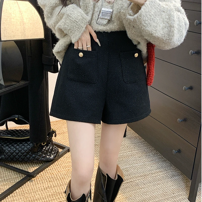 2024秋冬装新款大码胖mm显瘦显腿长加厚高腰百搭短裤辣妹潮