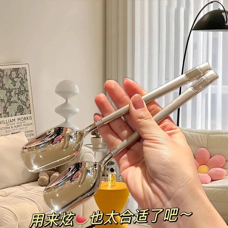 ins甜品勺饭勺汤勺高颜值餐具精致西餐小勺家用冰淇淋勺子