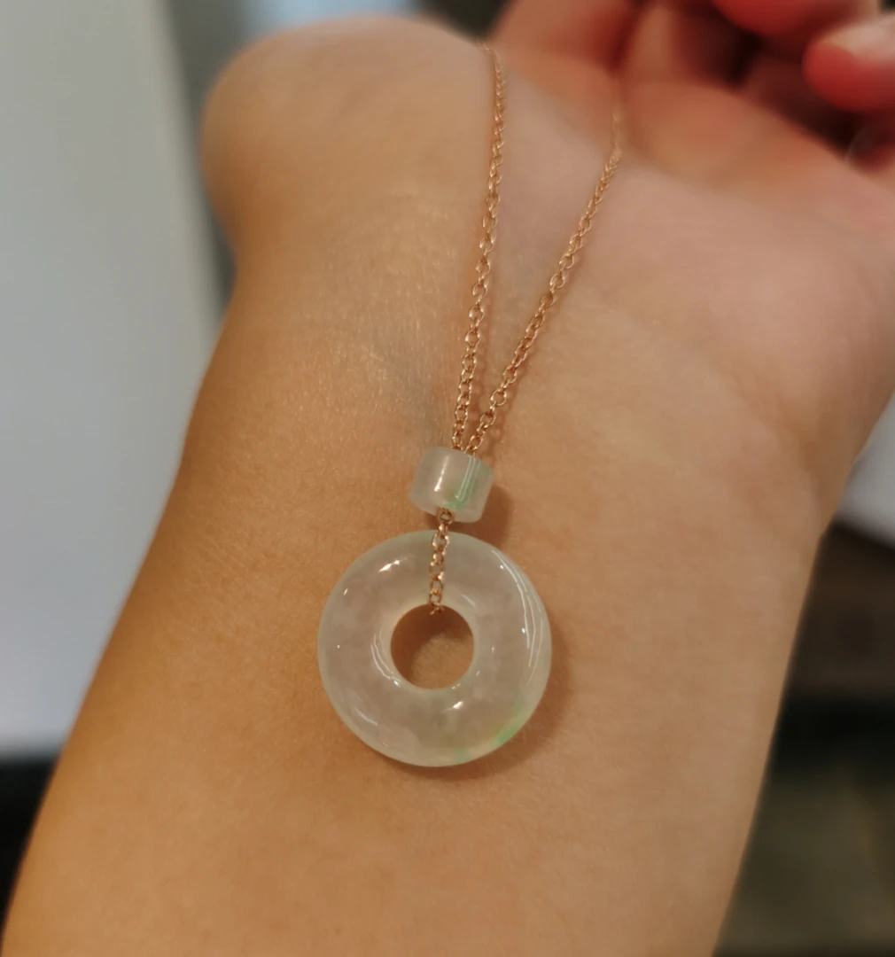 天然缅料翡翠A货高冰甜甜圈冰透吊坠