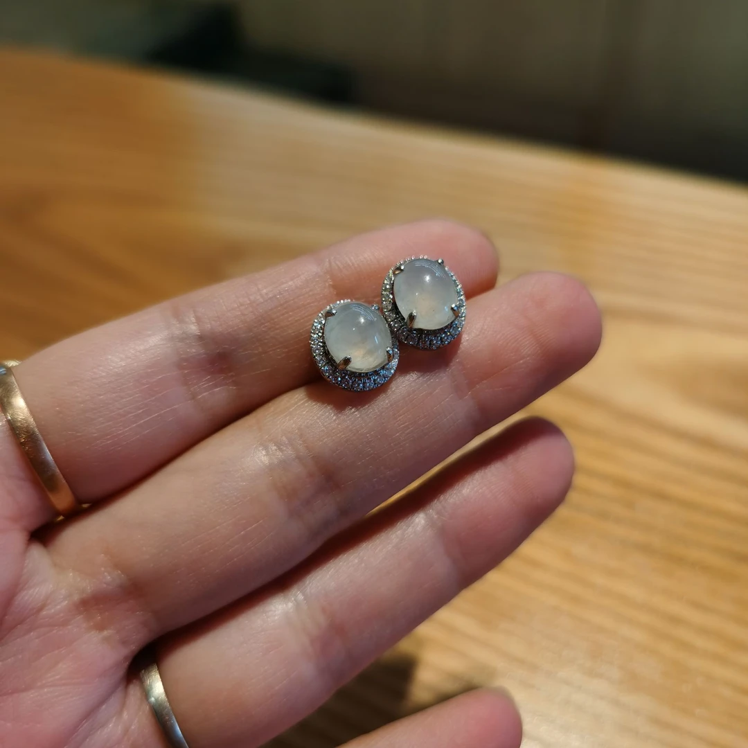 天然缅料翡翠耳钉气质时尚百搭经典精美