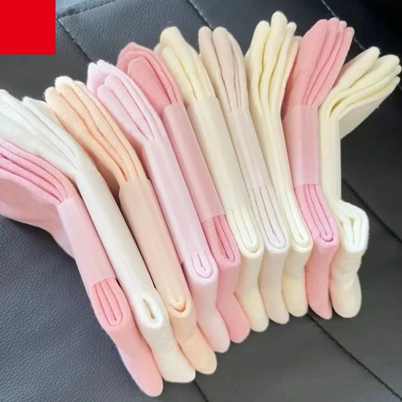 E711粉色袜子女中筒ins潮春秋高颜值日系堆堆袜百搭无骨缝合纯xy