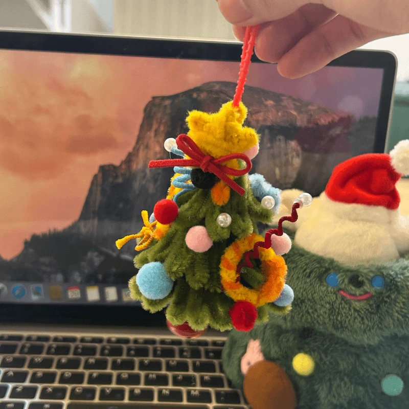 【爆款】圣诞树挂件扭扭棒diy材料包手工编织自制包挂件情侣挂件t