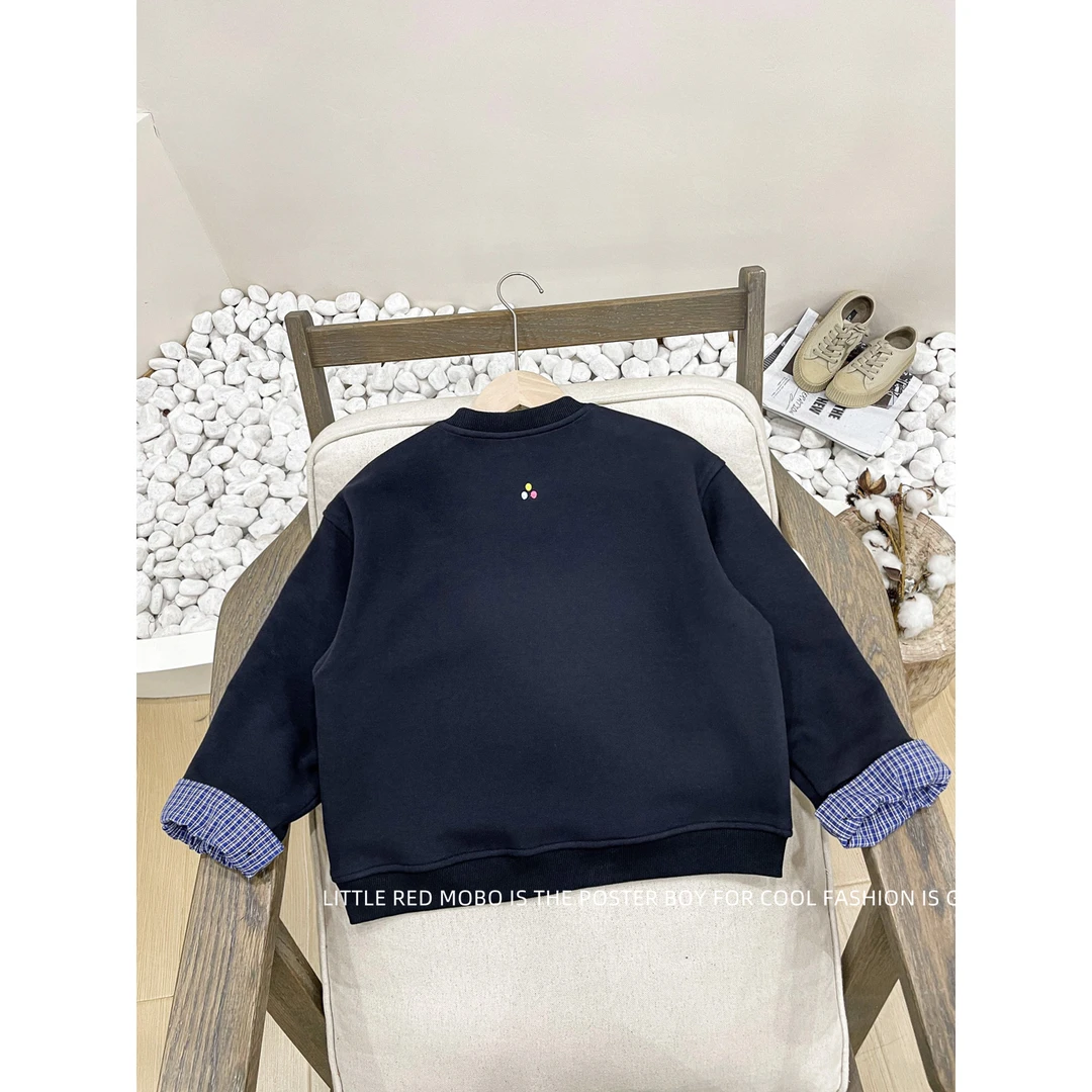 【现现】亲子款童装休闲百搭时尚加绒套头卫衣2024秋冬MMY84688