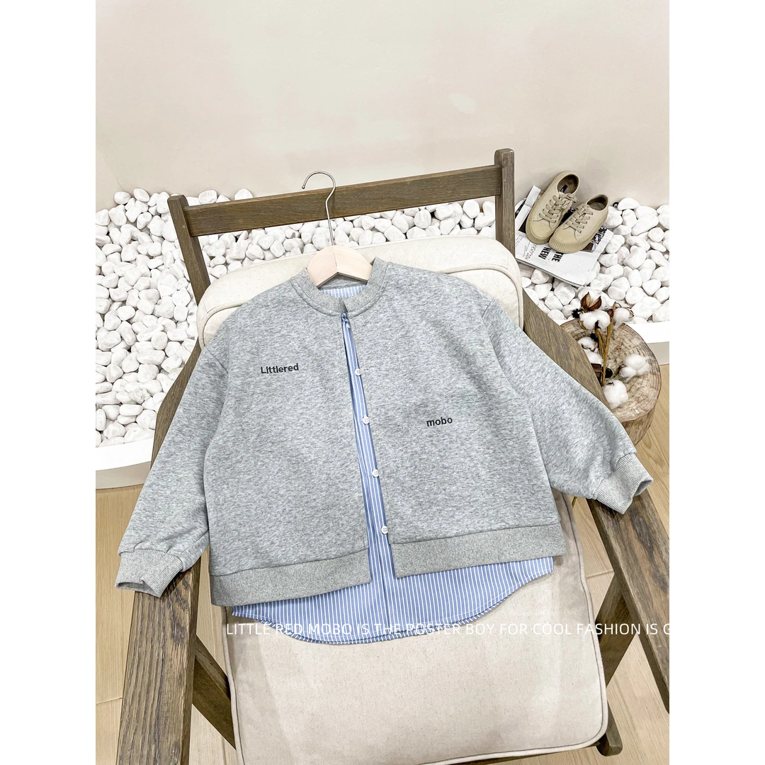 【现现】亲子款童装男童百搭洋气假两件外套2025春秋上衣MMY83880