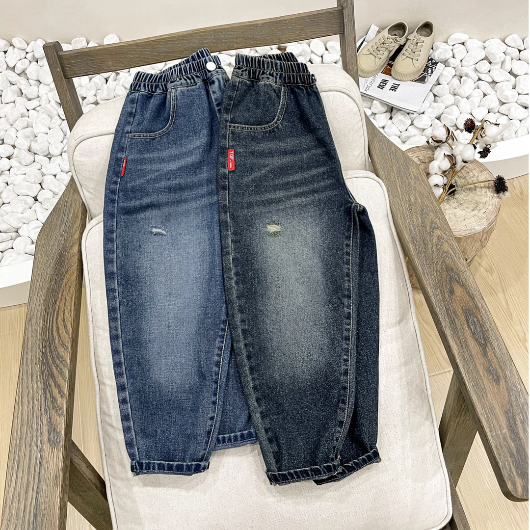【现现】童装中大2024年秋季春秋宽松时尚休闲男童牛仔裤MMK83300