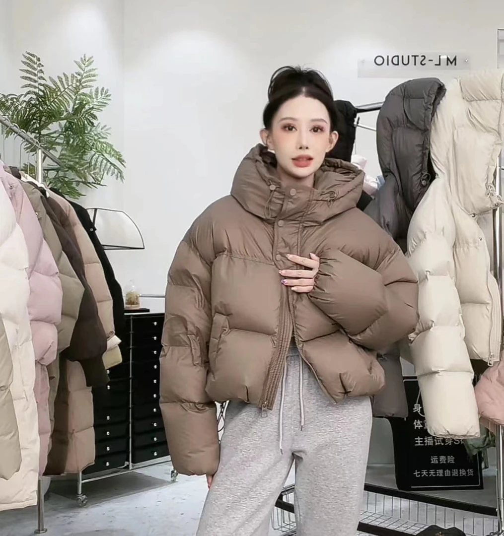 肯豆风短款羽绒服女2023冬季小个子可爱美拉德加厚面包服巧克力