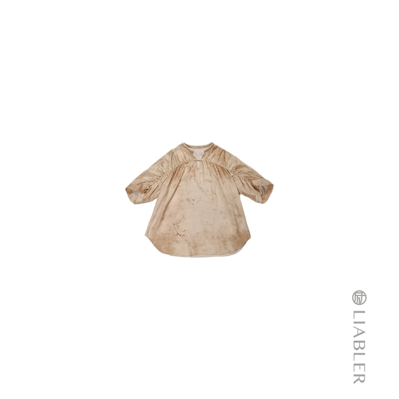 LIABLER/励【清风雅庭】2024早春V领人丝提花抽褶上衣 LSS24367J