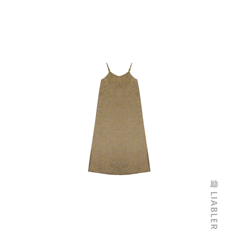 LIABLER/励【琼露涟】2024早春醋酸复古吊带裙气质连衣裙 LSS24225D