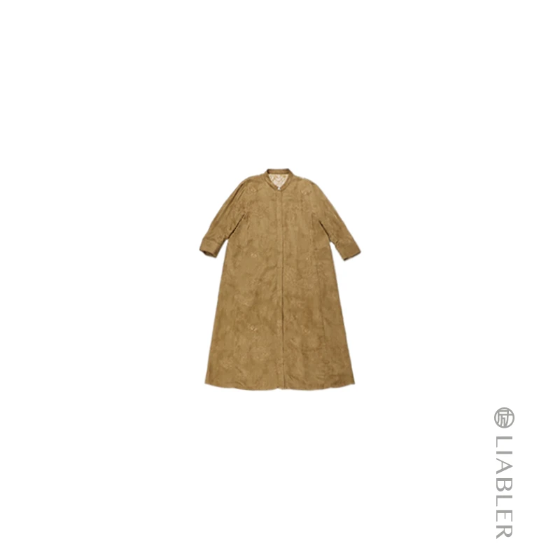 LIABLER/励【折竹庭西】2024早春人丝提花蕾丝拼接连衣裙 LSS24294D