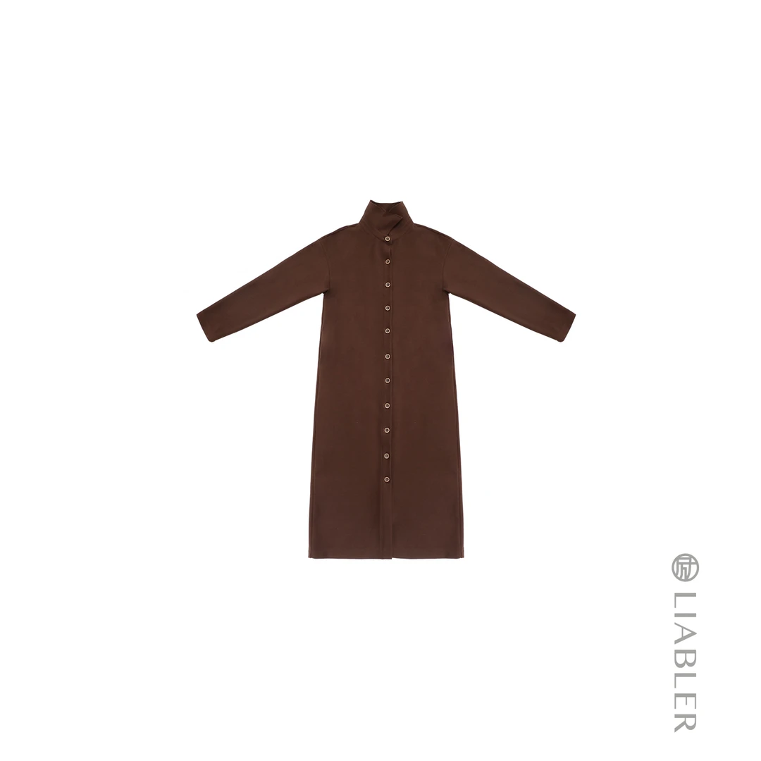 LIABLER/励【眠于今秋】2024秋冬复古开衫直筒连衣 裙LAW24216D