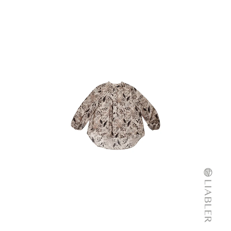 LIABLER/励【玉茂缘】2024春夏复古印花圆领衬衫 LSS241014J