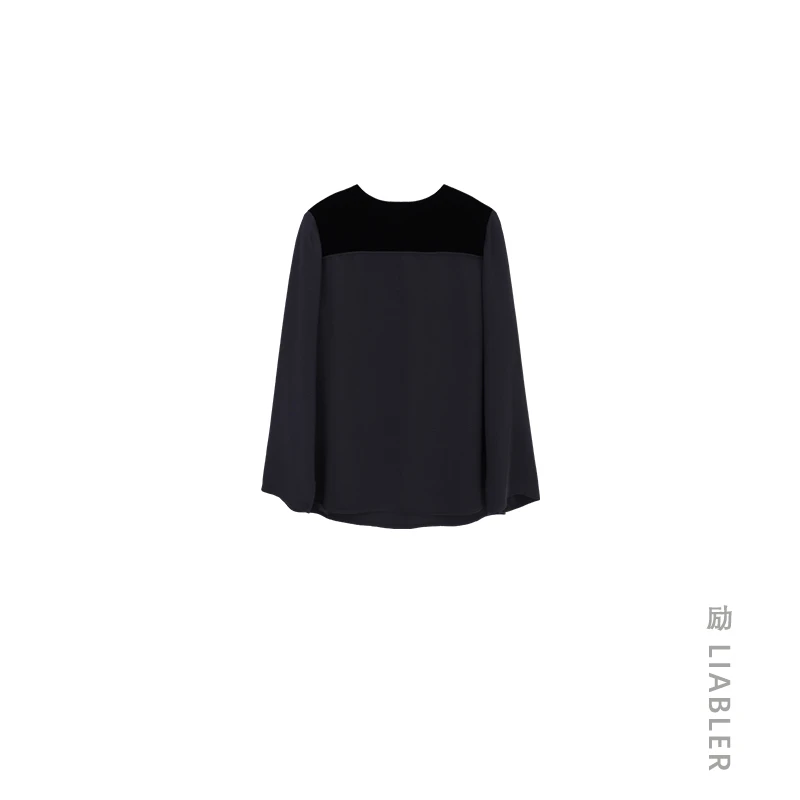 LIABLER/励桑蚕丝拼接丝绒设计感女装 6L2052