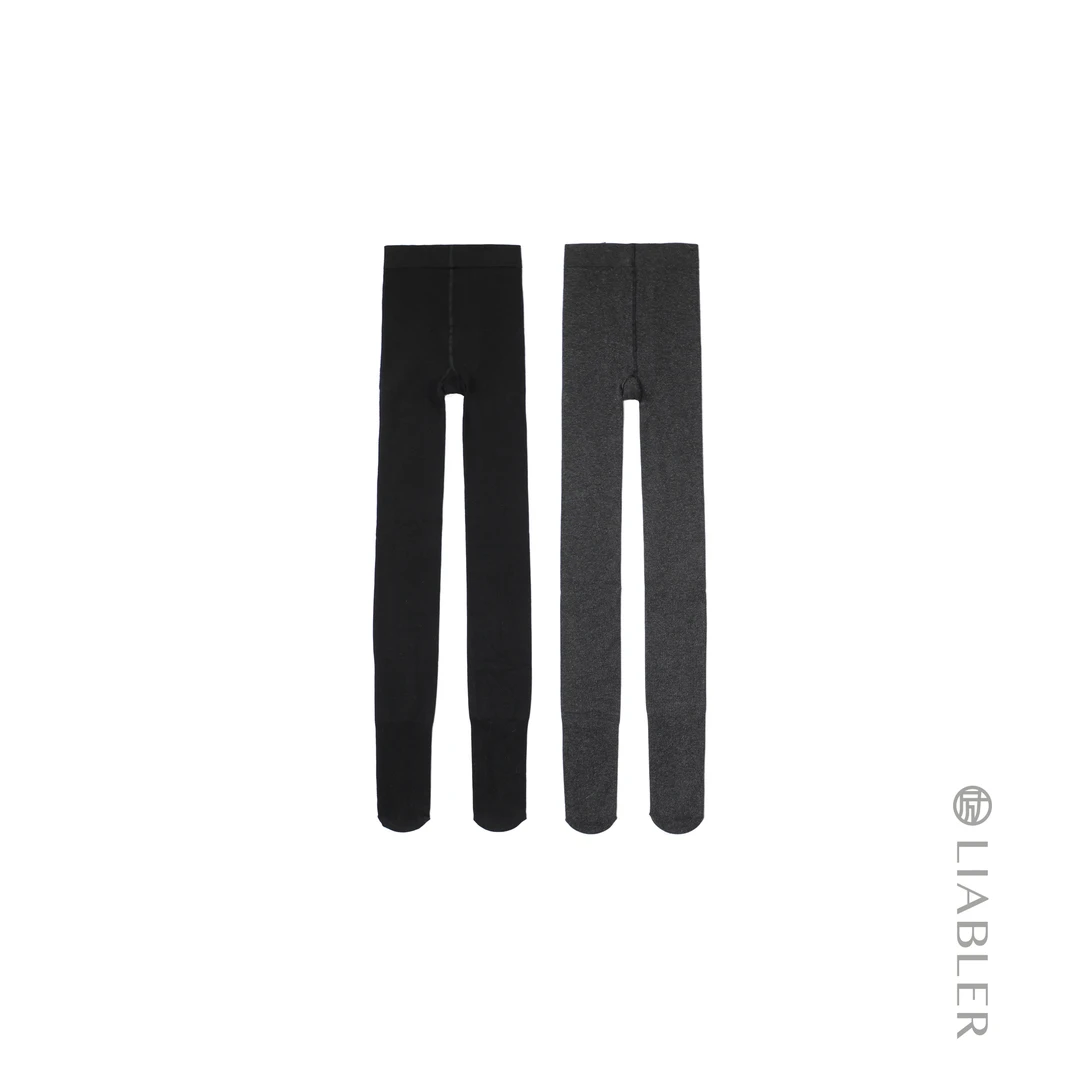 LIABLER/励 【黑色深麻】百搭简约竖纹显瘦打底裤 LAW241314T