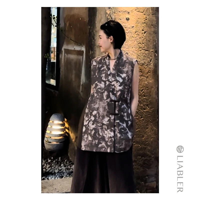 LIABLER/励【满城絮】2024春夏新中式国风印花上衣 LSS24465J